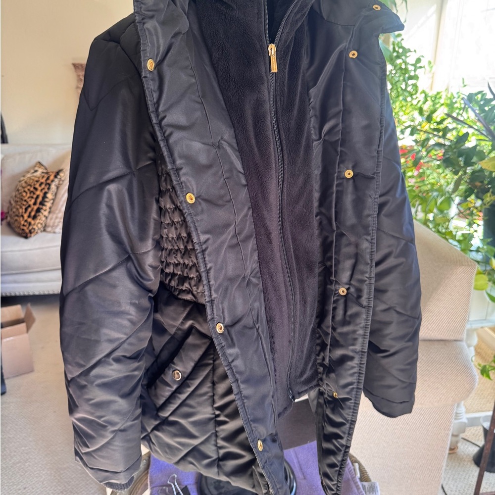 Susan Graver Midnight Black Puffer Coat